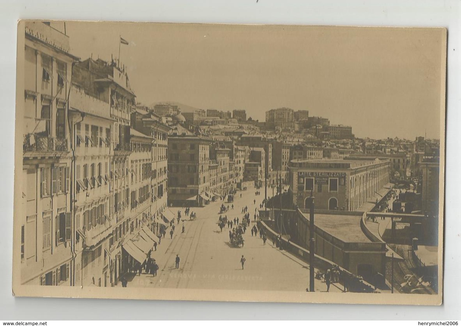 Italie Italy Italia  Genova Carte Photo Via Carlo Alberto Pub Latte Sterizzato Gianelli Majno Gare Station Train - Genova (Genua)