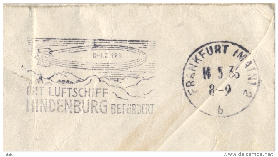 USA / Deutschland - 1936 - First Zeppelin Flight Cover LZ 129 Hindenburg From Lakehurst To Frankfurt (Machine Cancel) - Brieven En Documenten