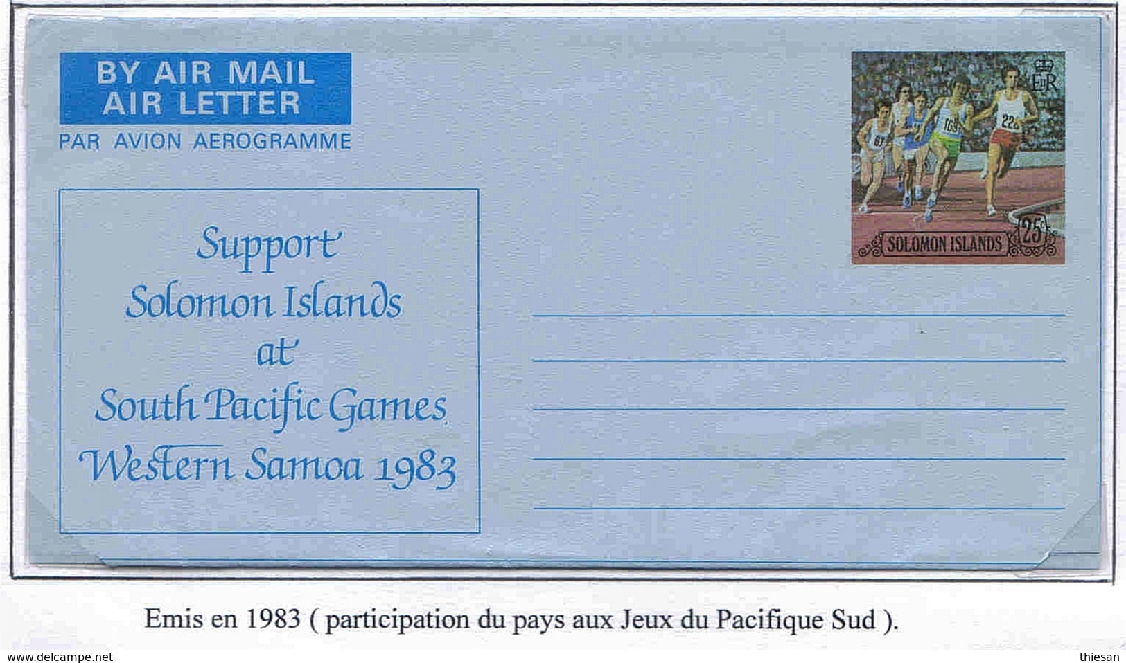Solomon Aérogramme 1983 Athlétisme Aerogram Air Letter Entier Entero Ganzsache Lettre Carta Belege Airmail Cover - Iles Salomon (...-1978)