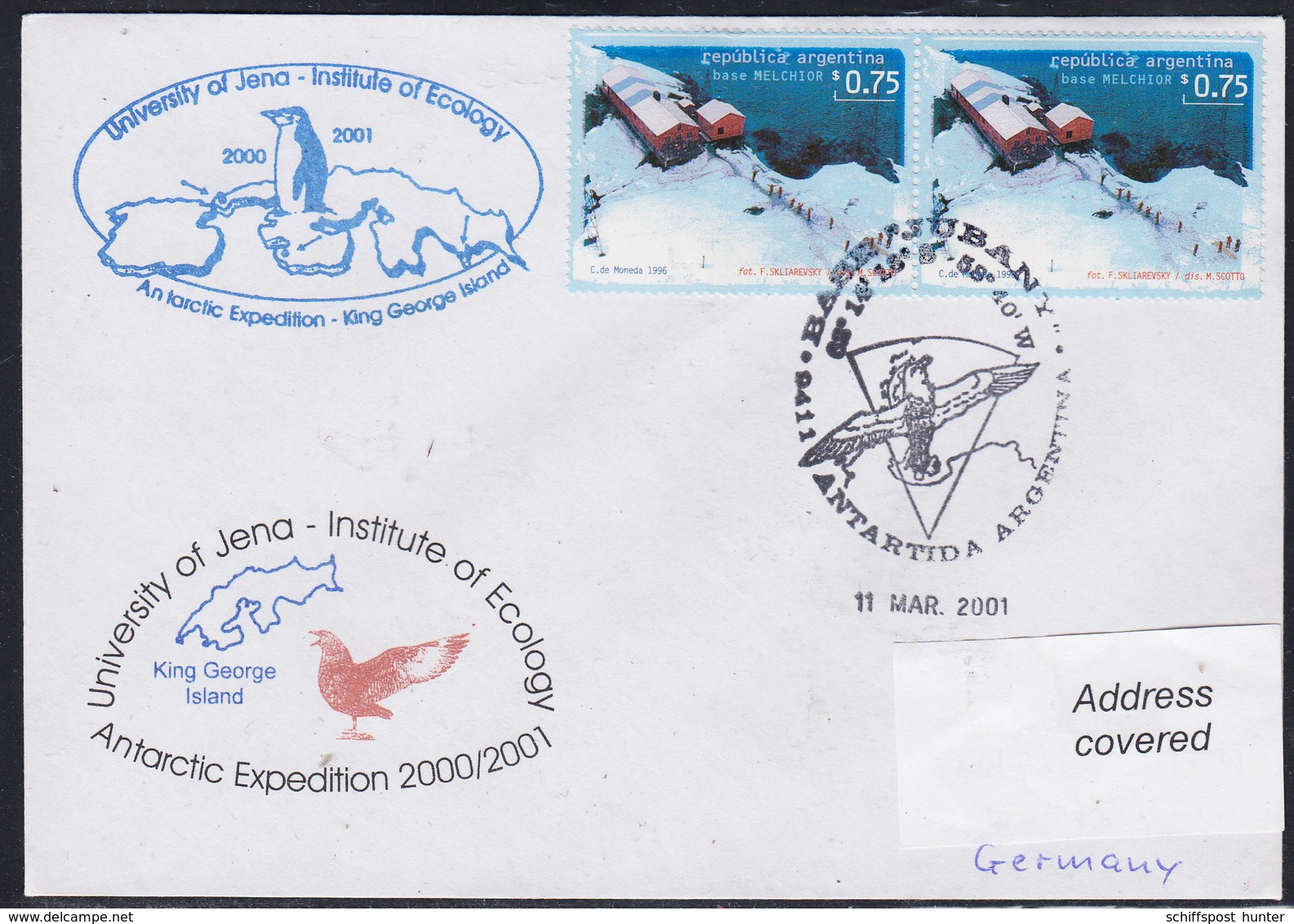 ANTARCTIC, Germany/Argentina,2001,UNI Jena Ökologie-Exp.Cachet,look Scan !! 4.4-25 - Sonstige & Ohne Zuordnung