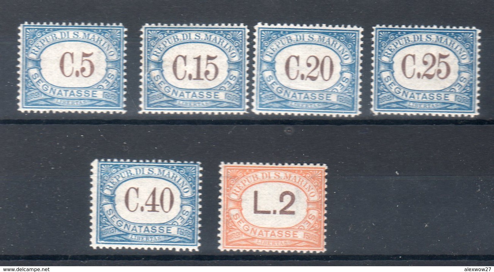 San Marino  1939  Segnatasse (Sass.54/59) **MNH - Segnatasse