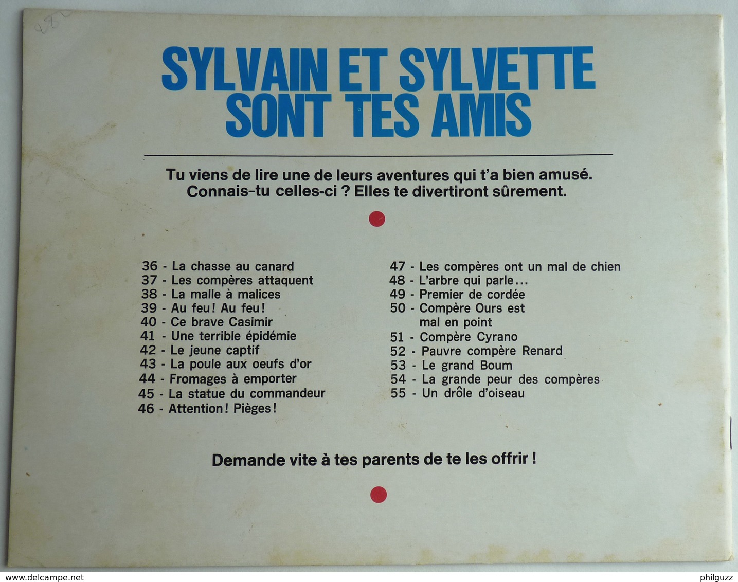 LES AVENTURES DE SYLVAIN SYLVETTE - ALBUMS  N°56 1973  Enfantina - Sylvain Et Sylvette
