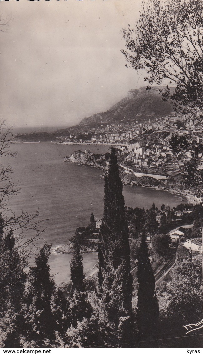 MONACO . Timbre 5 F Vert . Porte Du Palais Seul  S/ CPSM  9X14 . Principauté Vue De Roquebrune - Cartas & Documentos