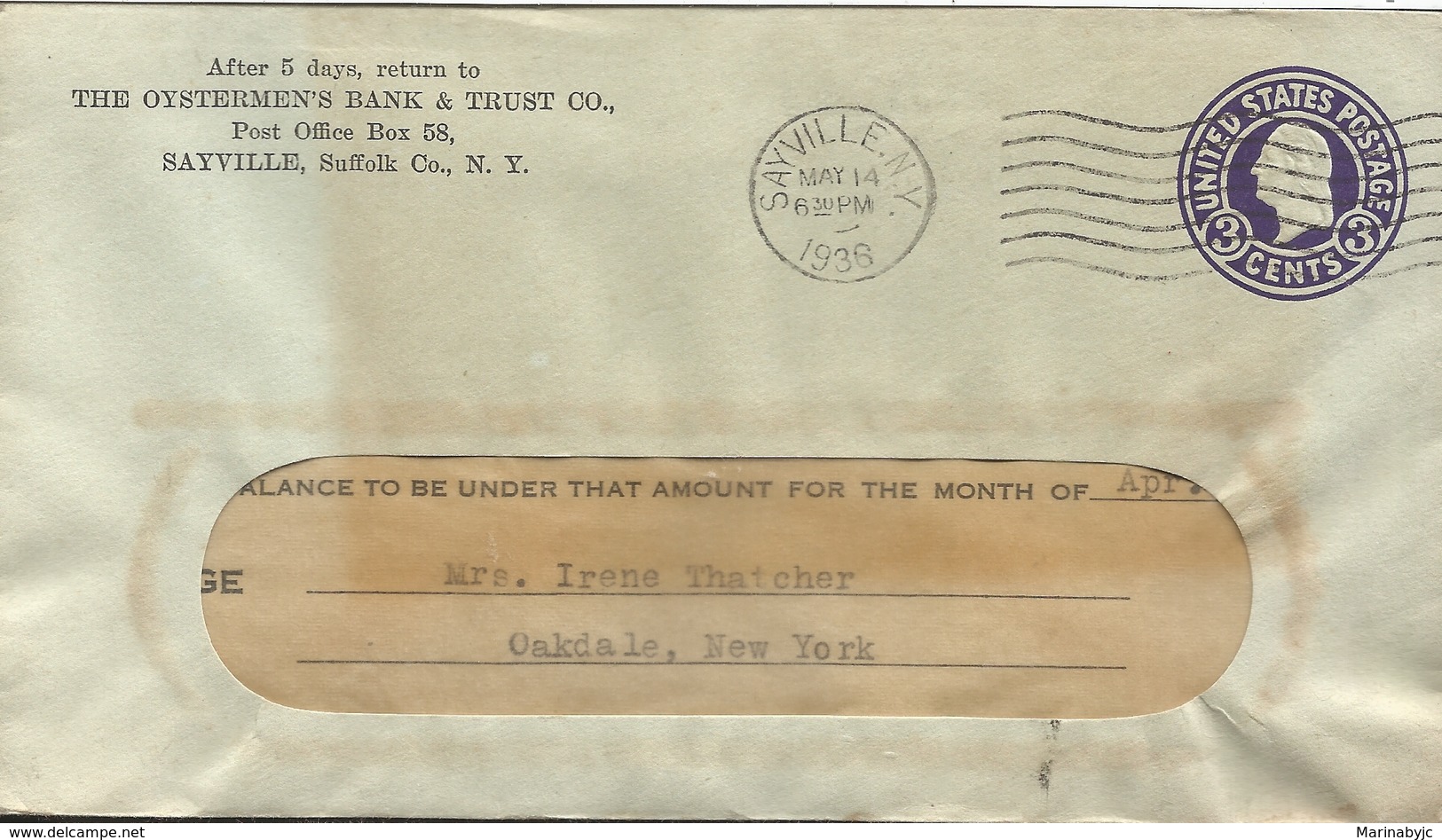 M) 1936, USA, POSTAL STATIONARY, STILL HAS THE ORIGINAL LETTER, NEVER OPEN, CIRCULATED WITHIN USA. - Other & Unclassified