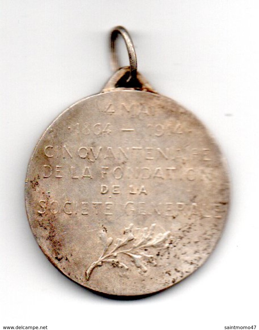 MÉDAILLE DU CINQUANTENAIRE DE LA FONDATION DE LA SOCIÉTÉ GÉNÉRALE . 1864/1914 - Réf. N°10M - - Professionnels / De Société