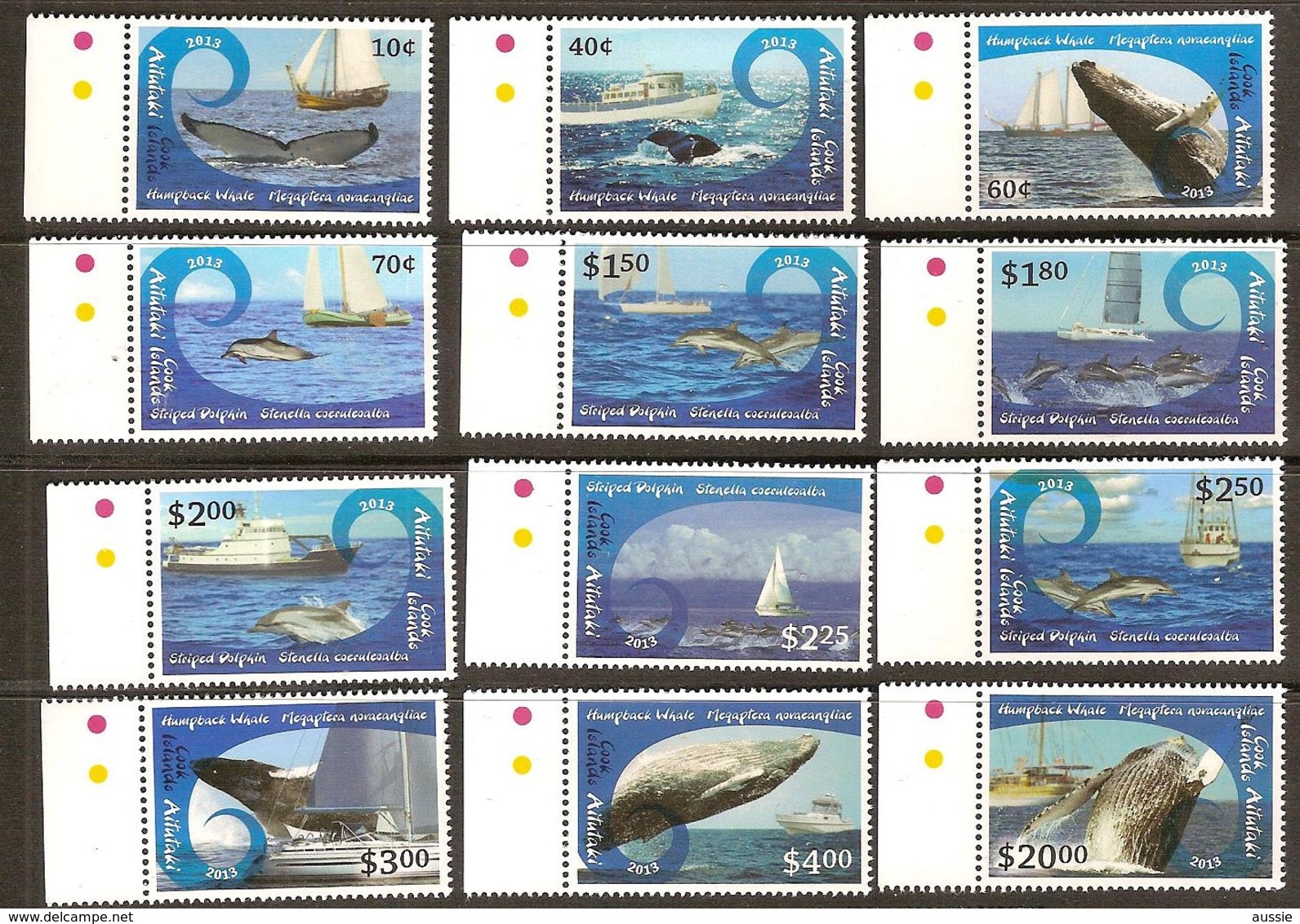 Aitutaki 2013 Yvertn° 662-673 *** MNH Cote 67 Euro Faune Baleines Et Dauphins Walvissen Dolfijnen - Aitutaki