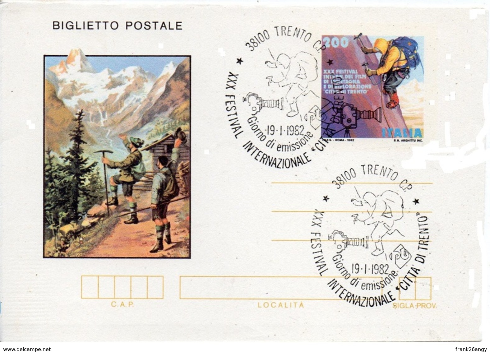 REPUBBLICA 1982 Biglietto Postale £. 200 - XXX Festival Film Di Montagna Trento Annullo FDC - Stamped Stationery