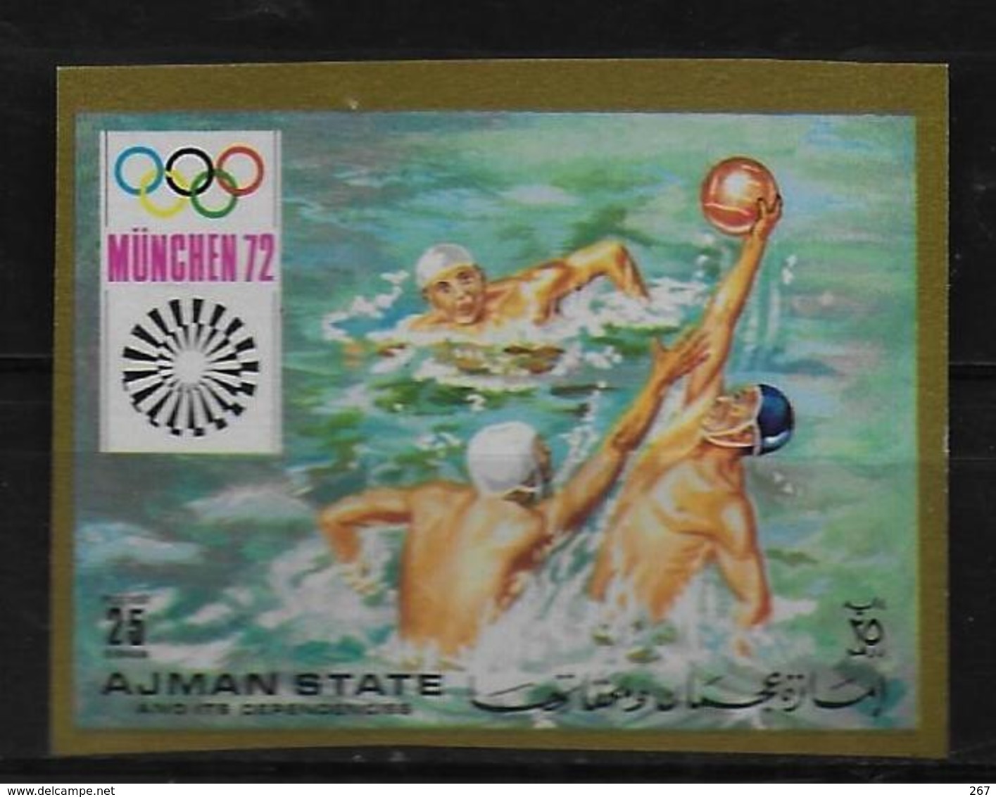 AJMAN     N°  * *  NON DENTELE   Jo 1972  Water Polo - Water-Polo