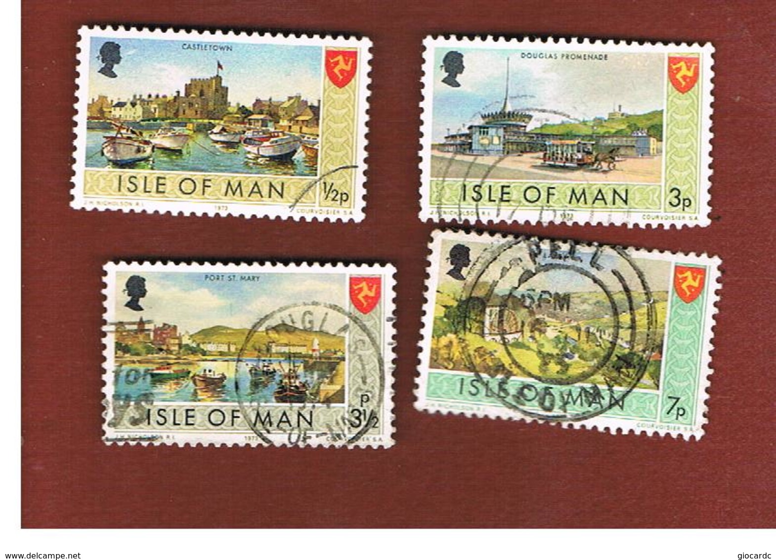 ISOLA DI MAN (ISLE OF MAN)  - SG 12.33 -  1973    4 DIFFERENT STAMPS OF THE CURRENT SERIE    -   USED - Isola Di Man