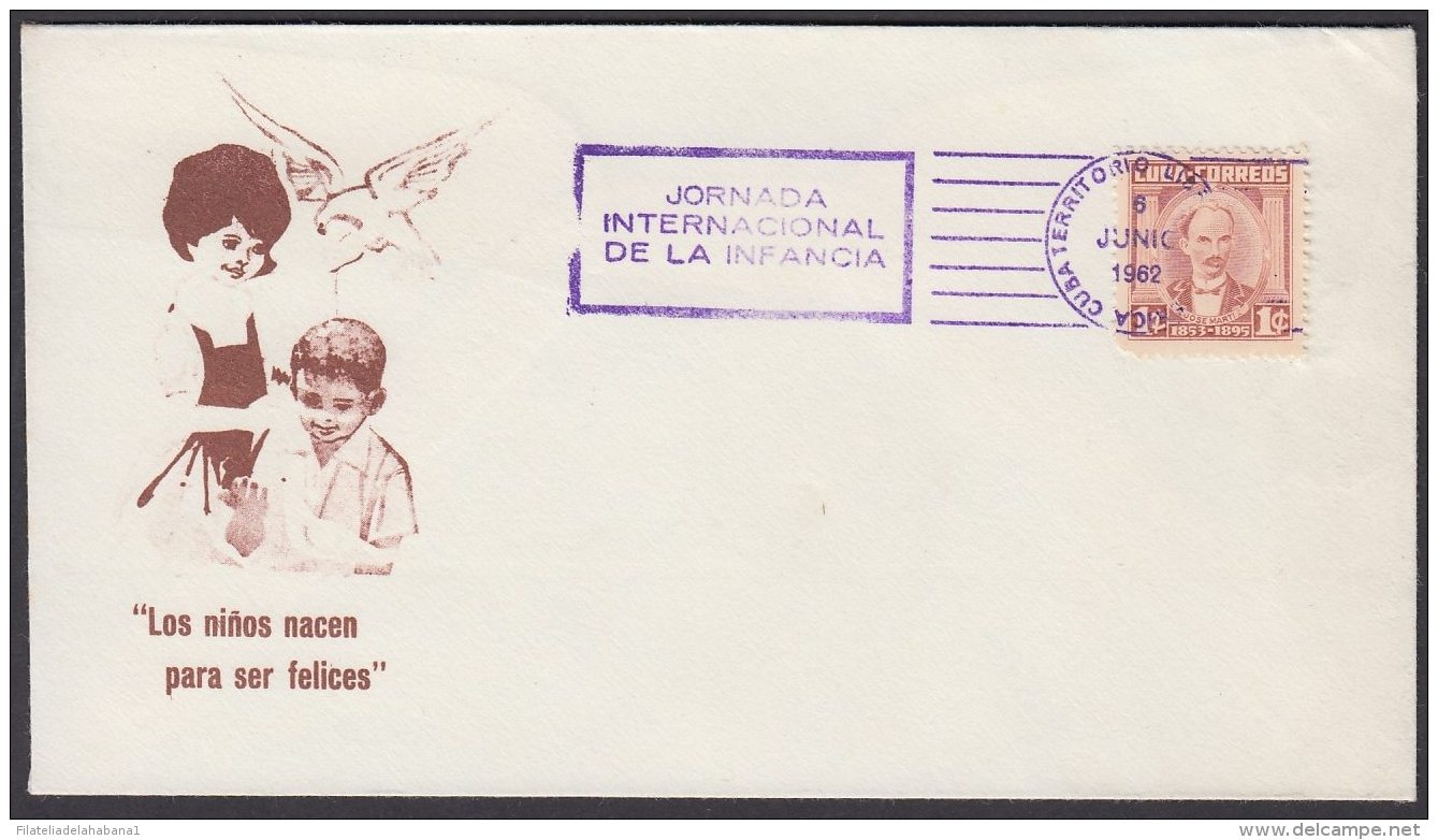 1962-CE-13 CUBA 1962 SPECIAL CANCEL. JORNADA INTERNACIONAL DE LA INFANCIA. - Cartas & Documentos