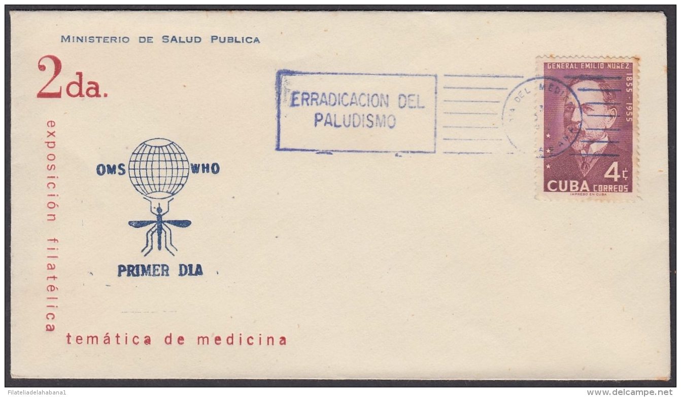 1962-CE-21 CUBA 1962 SPECIAL BLUE CANCEL. EXPO FILATELICA SALUD PUBLICA MEDICINE. PALUDISMO MALARIA. - Covers & Documents