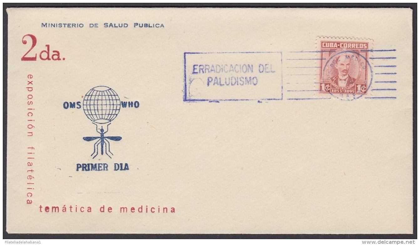1962-CE-22 CUBA 1962 SPECIAL BLUE CANCEL. EXPO FILATELICA SALUD PUBLICA MEDICINE. PALUDISMO MALARIA. - Covers & Documents
