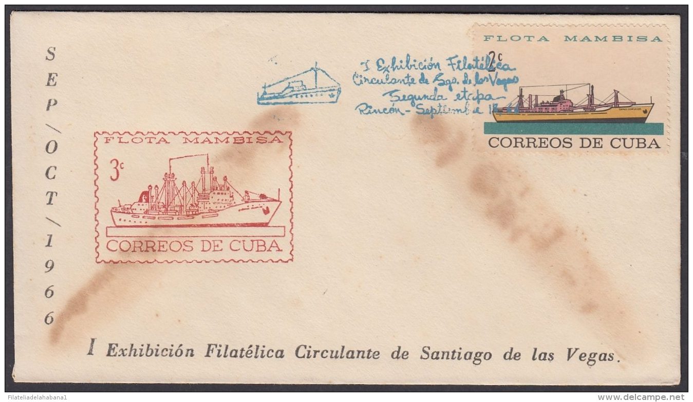 1966-CE-74 CUBA 1966 SPECIAL CANCEL. EXPO FILATELICA SANTIAGO DE LAS VEGAS. 2a ETAPA. EL RINCON. - Lettres & Documents