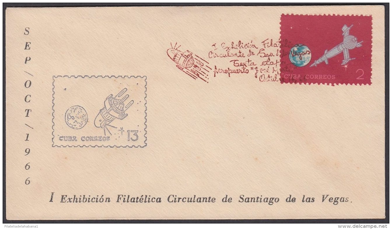 1966-CE-78 CUBA 1966 SPECIAL CANCEL. EXPO FILATELICA SANTIAGO DE LAS VEGAS. 6a ETAPA. AEROPUERTO JOSE MARTI. - Covers & Documents