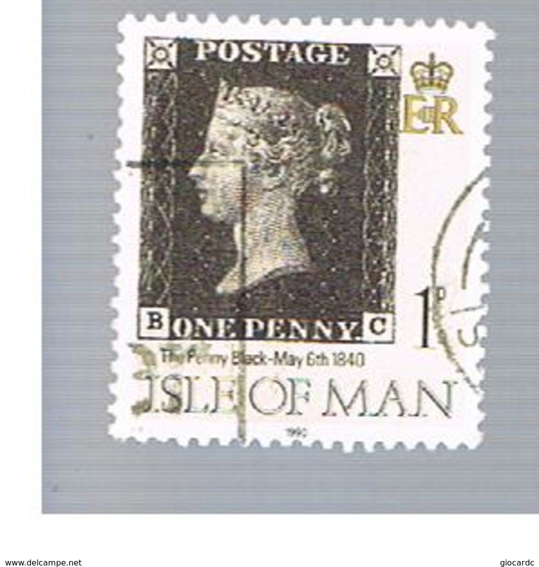 ISOLA DI MAN (ISLE OF MAN)  - SG 442 -  1990 ANNIV. PENNY BLACK (LETTERS IN LOWERS CORNERS B-C)  -   USED - Isola Di Man