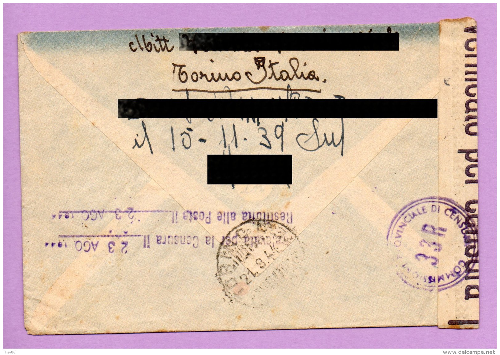 Storia Postale - Busta Spedita Via Aerea Dalla Germania Per L'Italia 1944 (SP1) - Franchise