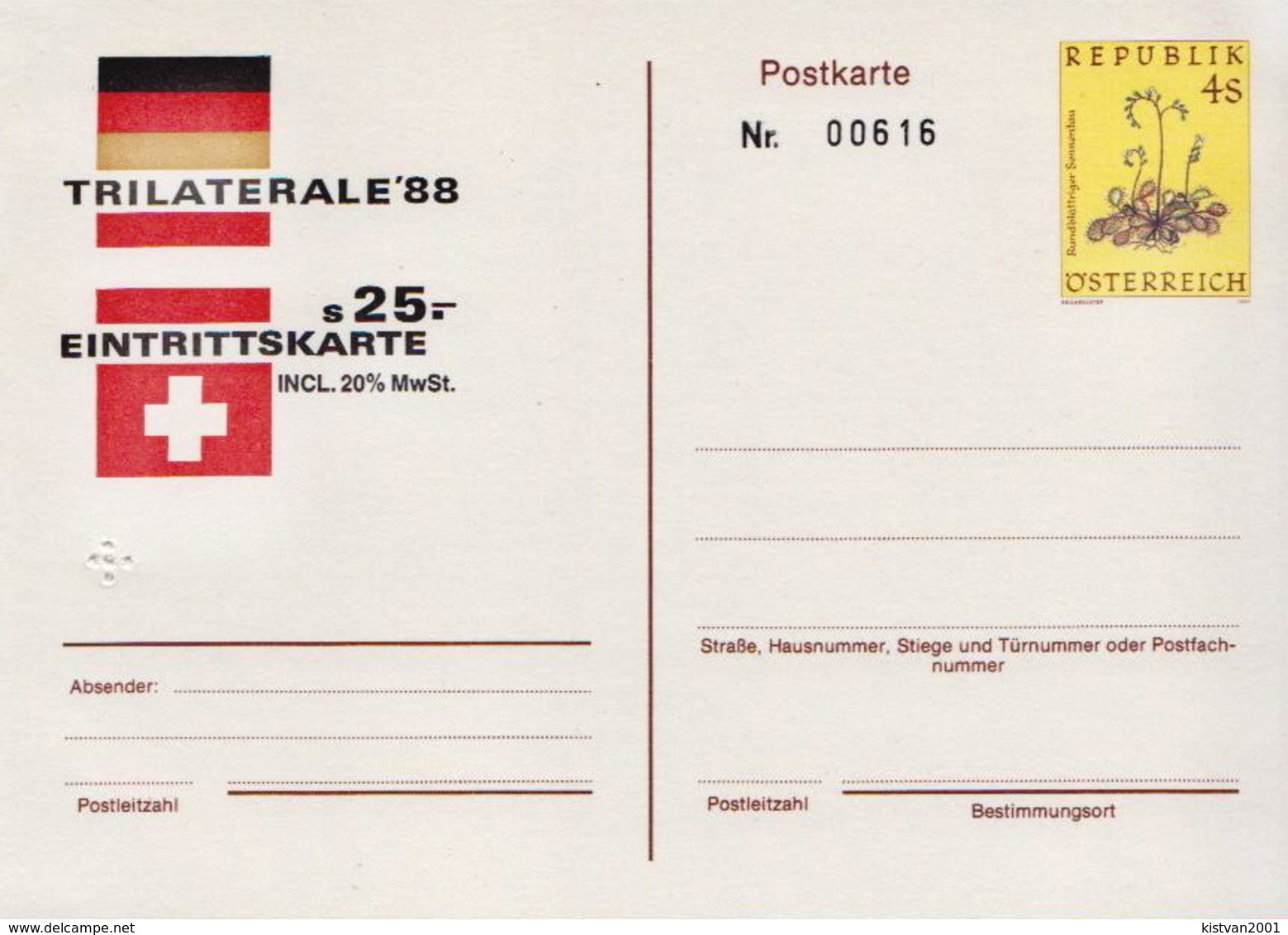 Austria 3 Postal Stationery Cards With Trilaterale '88 - Philatelic Exhibitions