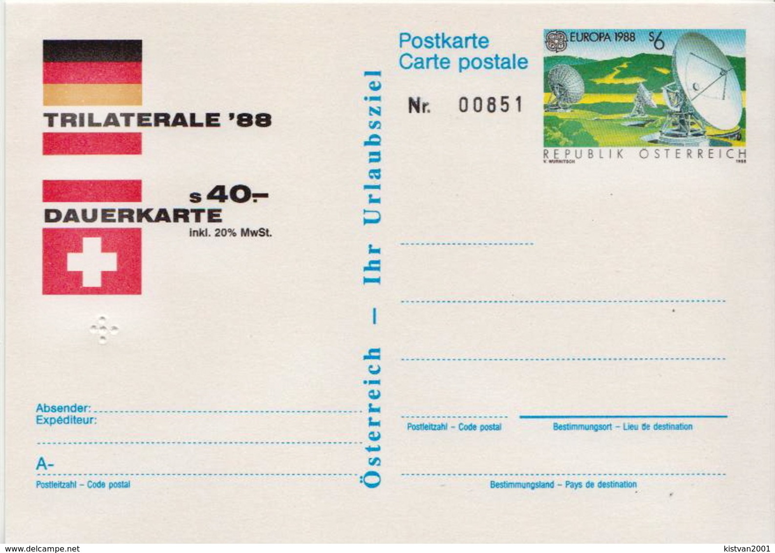 Austria 3 Postal Stationery Cards With Trilaterale '88 - Philatelic Exhibitions