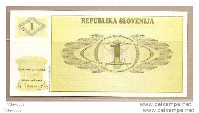 Slovenia - Banconota Non Circolata FdS Da 1 Tallero P-1a - 1990 #19 - Slovenia