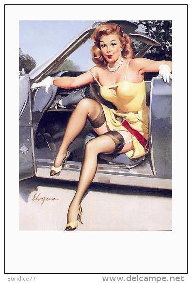 Pin Ups Of GIL ELVGREN Postcard RPPC - (143) Stepping Out, 1950's - Size 15x10 Cm.aprox. - Pin-Ups