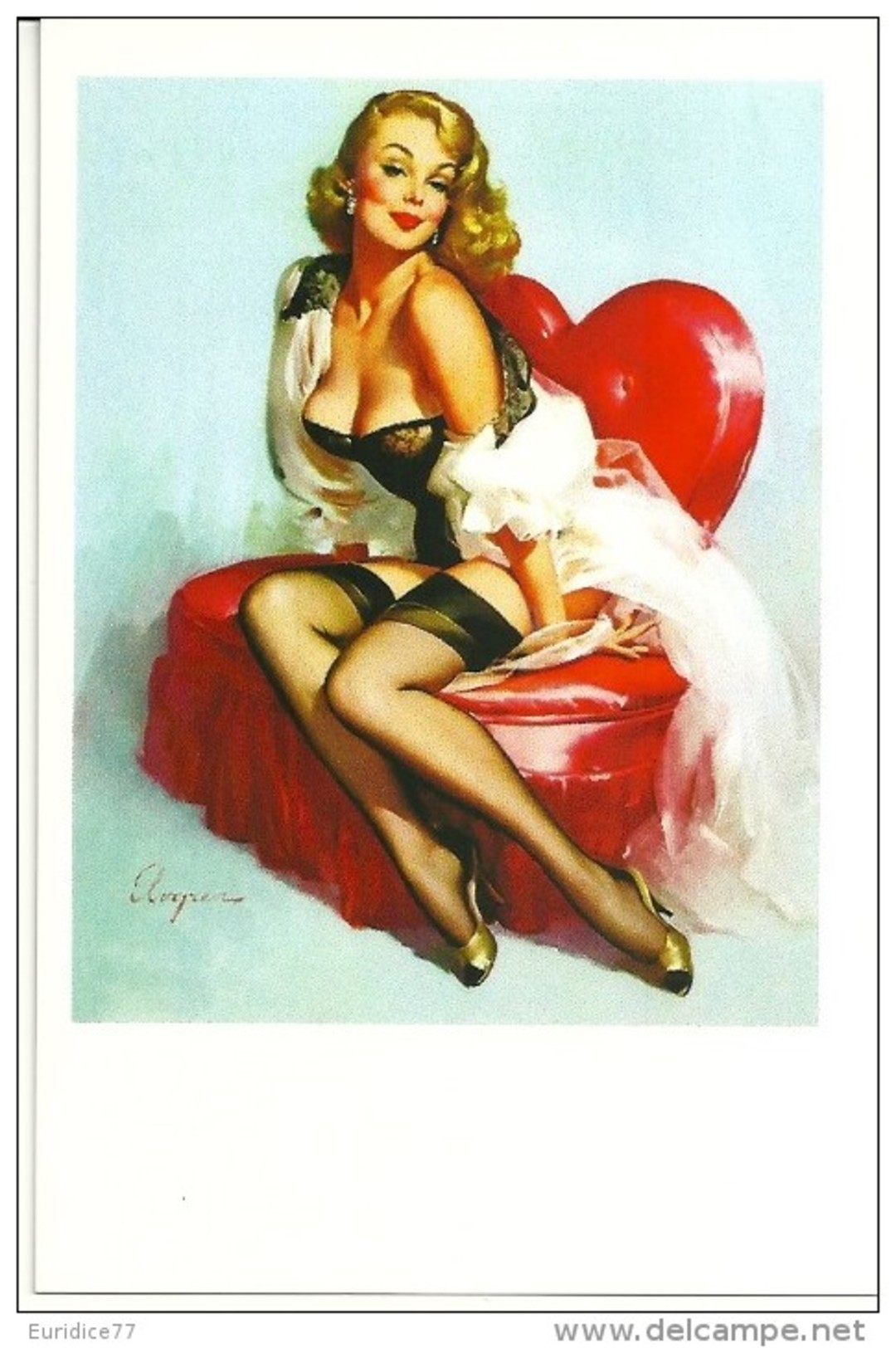 Pin Ups Of GIL ELVGREN Postcard RPPC - (142) Mona (Heartwarming), 1959 - Size 15x10 Cm.aprox. - Pin-Ups