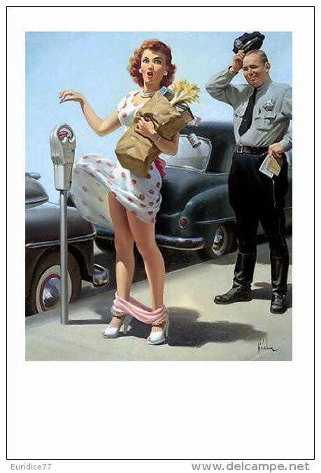 Pin Ups Of  ART FRAHM Postcard RPPC - (4) No Time To Loose, 1951  - Size 15x10 Cm.aprox. - Pin-Ups