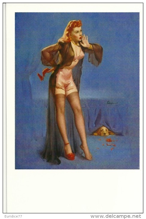 Pin Ups Of GIL ELVGREN Postcard RPPC - (25) Dog Gone, 1946 - Size 15x10 Cm.aprox. - Pin-Ups