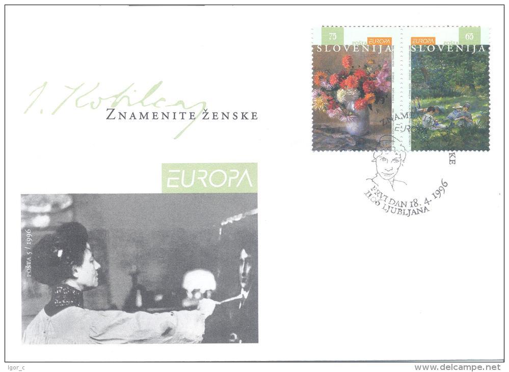 Slovenia Slovenie Slowenien 1996 Michel 142-143 - Europa CEPT - Famous Women - Ivana Kobilca  Mint FDC - Slovenia