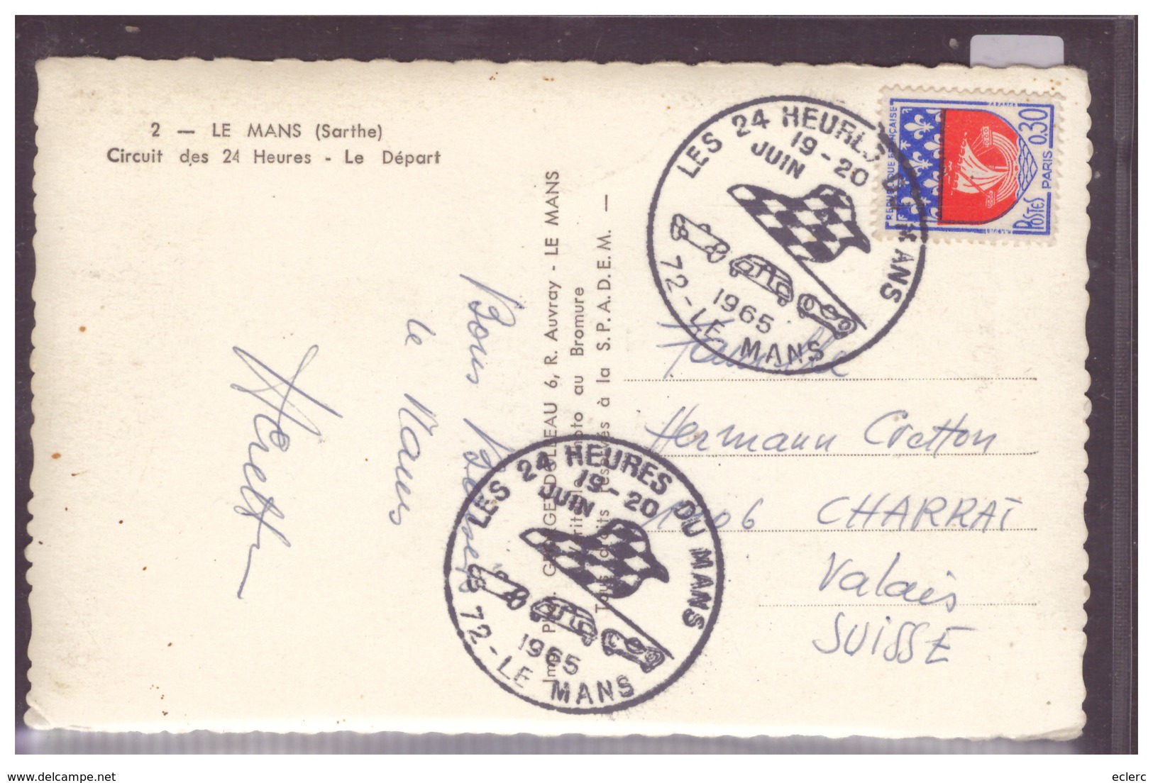 LE MANS 1965 - CIRCUIT DES 24 HEURES - LE DEPART - CACHET SPECIAL AU DOS - TB - Le Mans