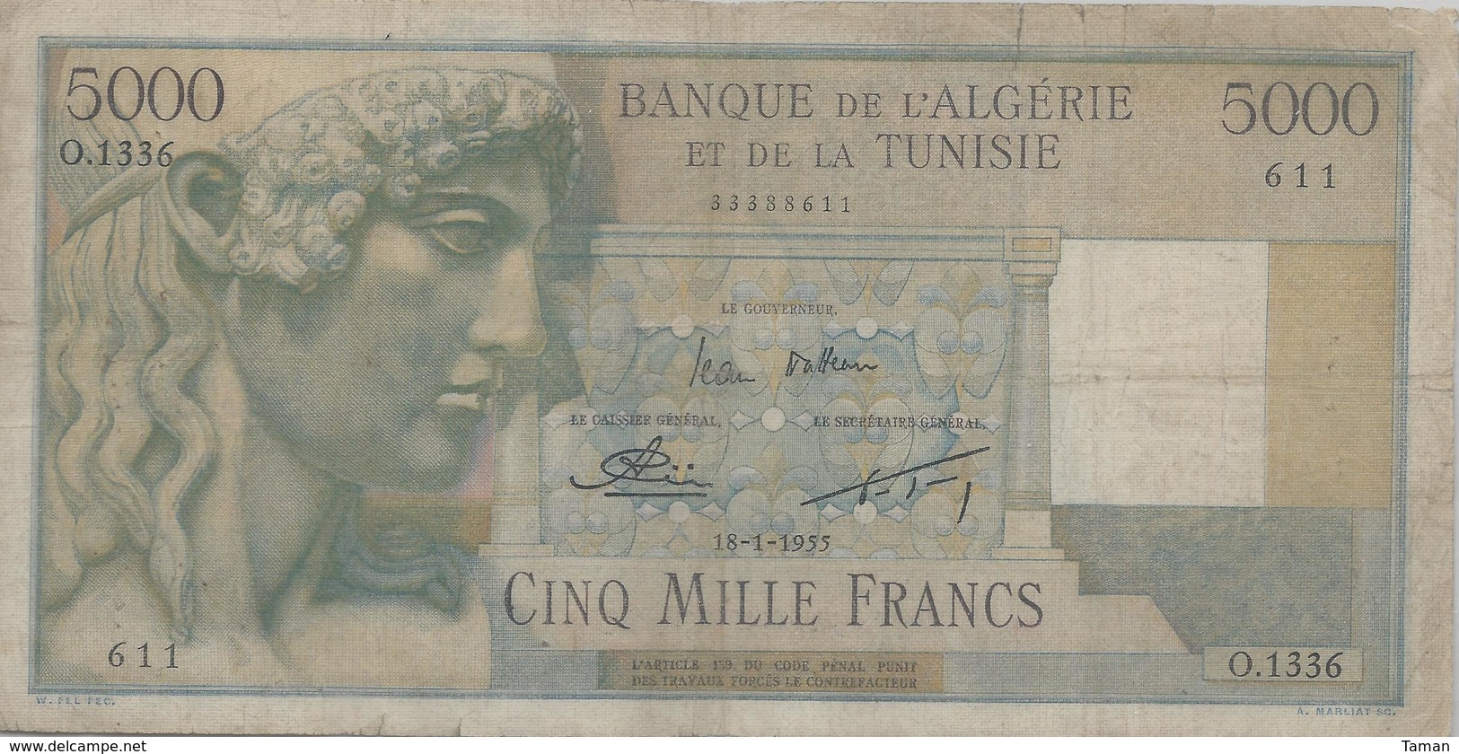 ALGERIE      5000 Francs   1955 - Algérie