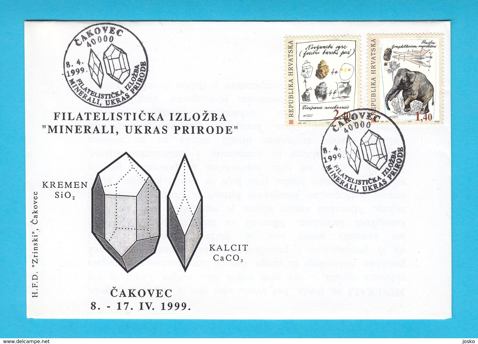 Philatelic Exhibition " Minerals - Nature Decoration " - Croatian Rare Cover * Geology Geologie Geologia Mineral - Minéraux