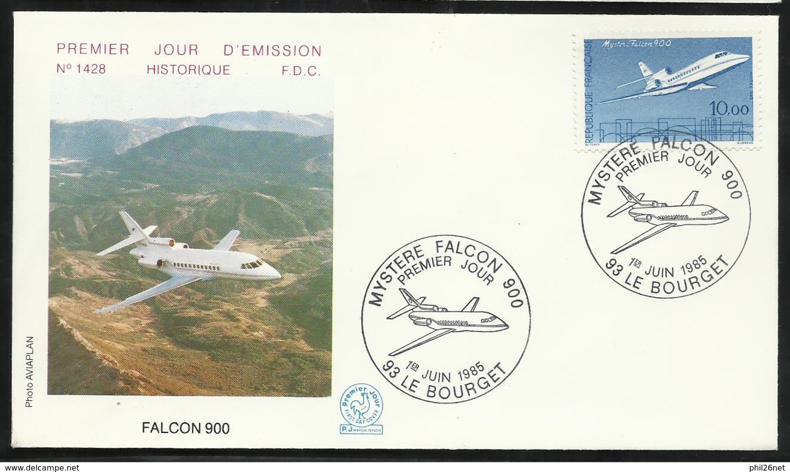 FDC Lettre Illustrée 1er Jour Le Bourget  Le 01/06/1985 Le N°2372 Mysère Falcon 900  TB          - 1980-1989