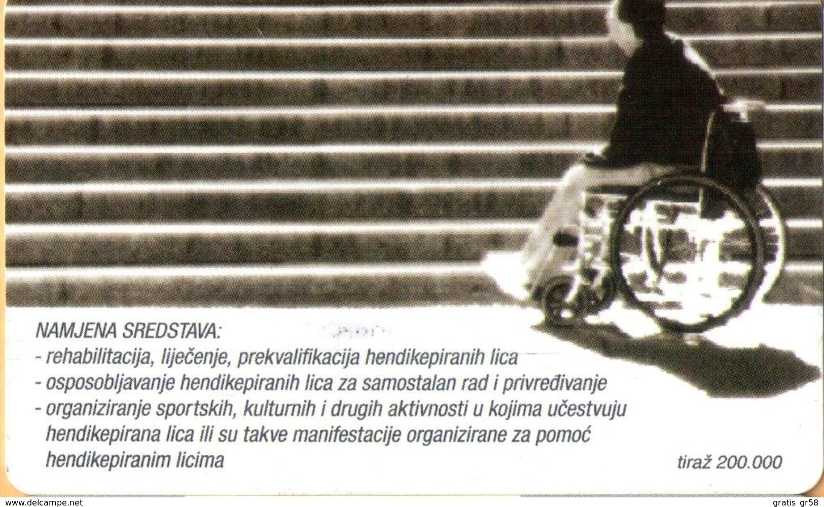 Bosnia - BA-PTT-0038, Disabled Persons, 2000, Used As Scan - Bosnië