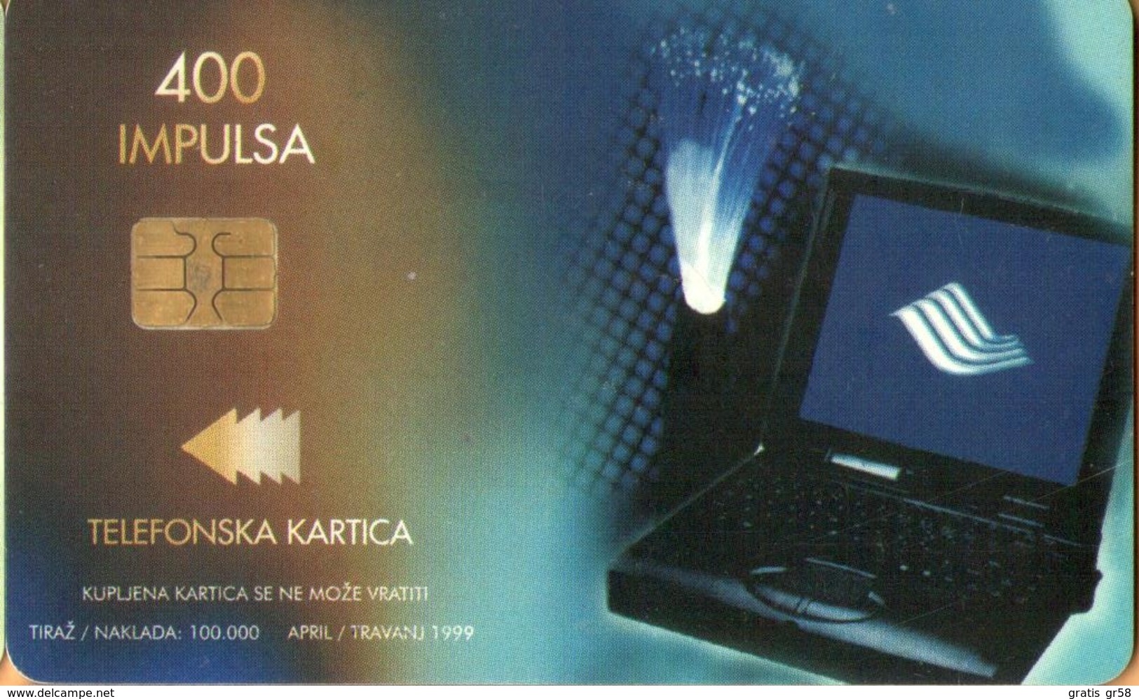 Bosnia - BA-PTT-0026, Computer / Isdn, 4/99, Used As Scan - Bosnie