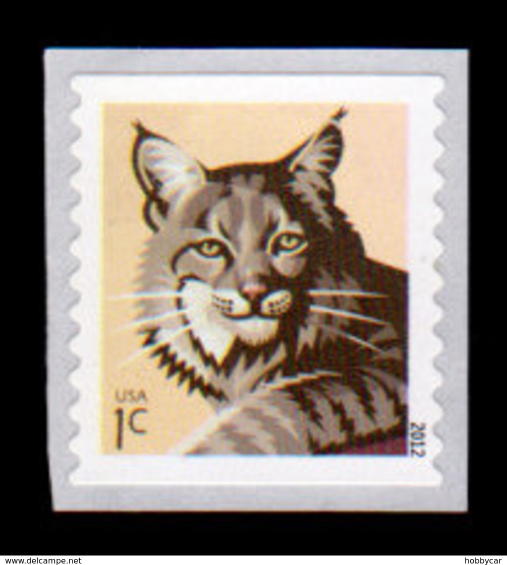 USA, 2012 Scott #4672, Bobcat, SA Single, 1c,  MNH, VF - Unused Stamps