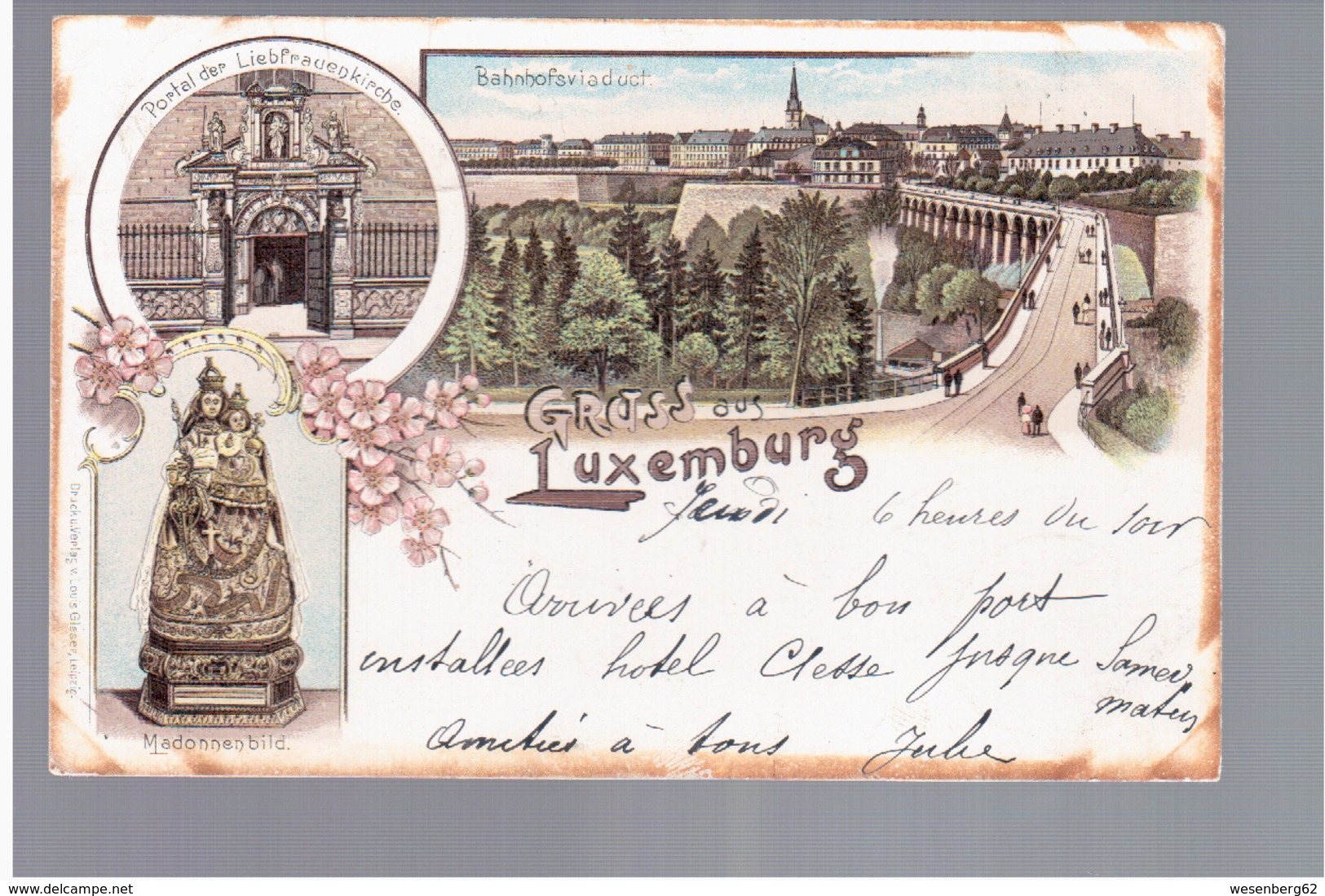 Gruss Aus Luxemburg, Litho 1903 OLD POSTCARD 2 Scans - Luxemburg - Stad