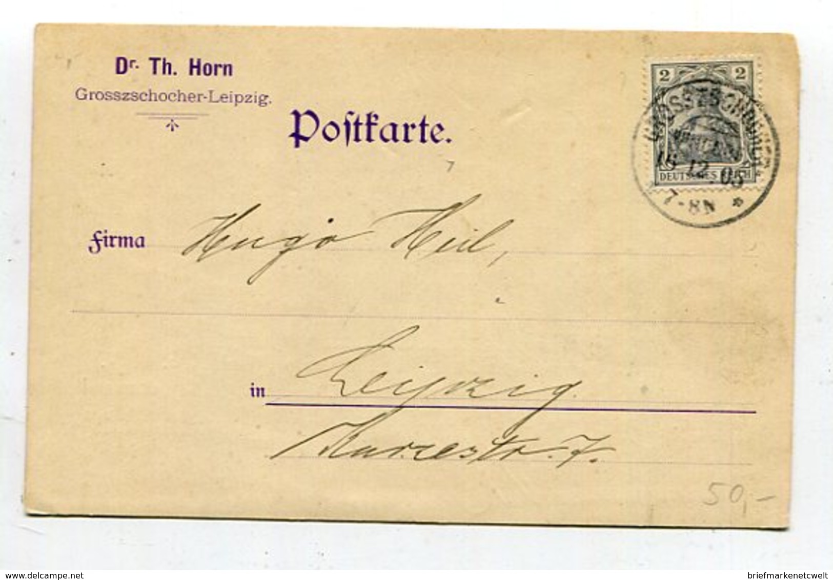 Deutsches Reich / 1905 / Mi. 83 EF A. Postkarte O GROSSZCHOCHER (10361) - Briefe U. Dokumente