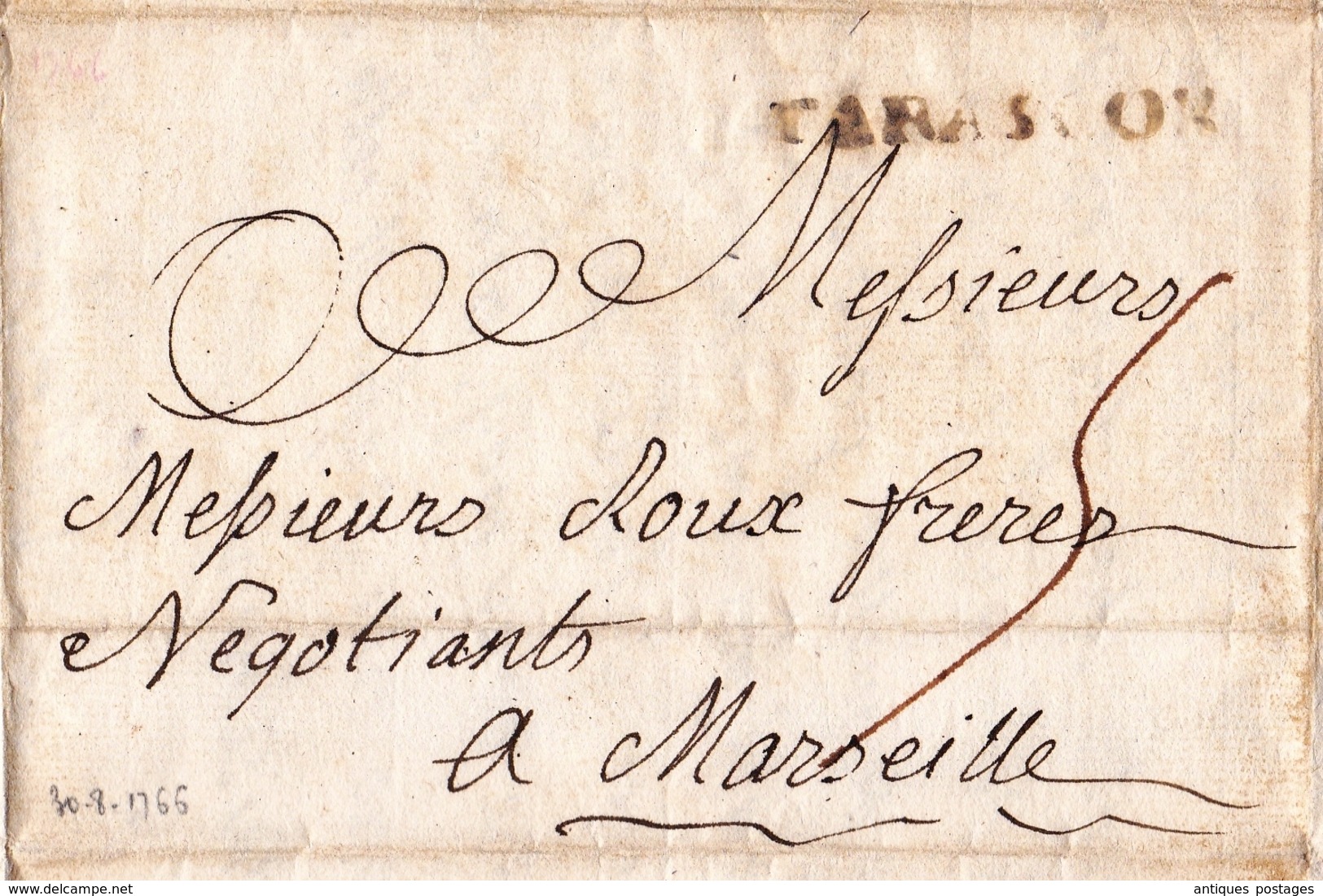 Lettre 1766 TARASCON Pour MARSEILLE États De Provence Fermes Du Roi Aux Saintes Maries Bouches Du Rhône - 1701-1800: Précurseurs XVIII