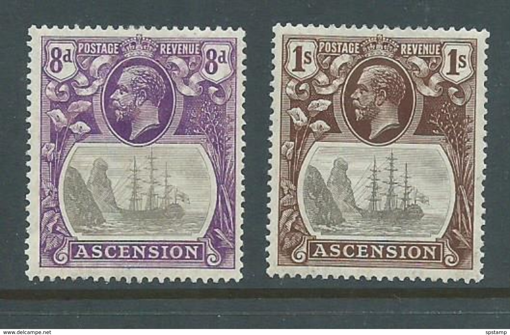 Ascension 1924 Badge Of Colony Definitives 8d & 1/- FM - Ascension