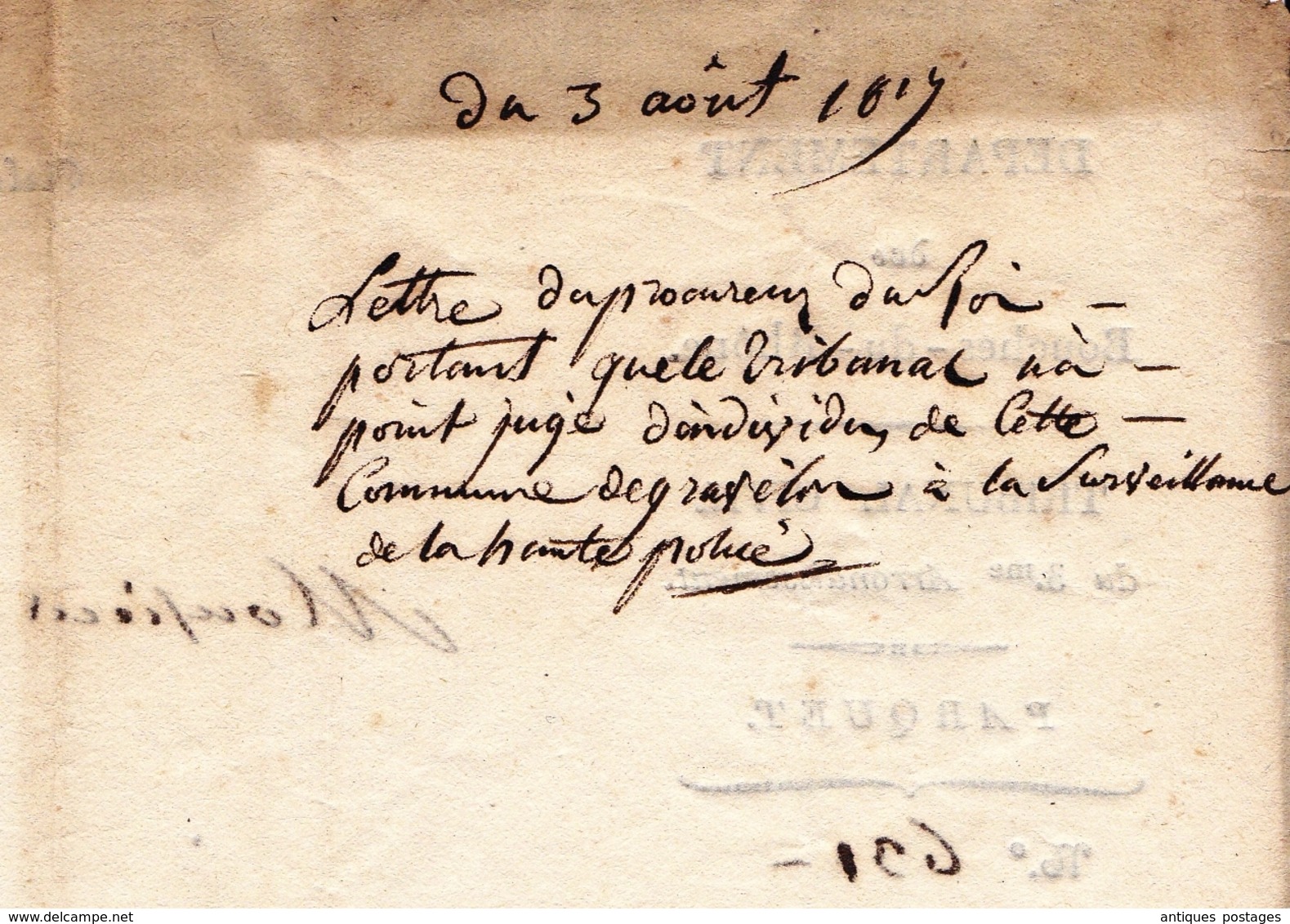 Lettre 1817 ARLES Pour Mairie De GRAVESON Bouches-du-Rhône Tribunal Civil Parquet Procureur Du Roi - 1801-1848: Vorläufer XIX