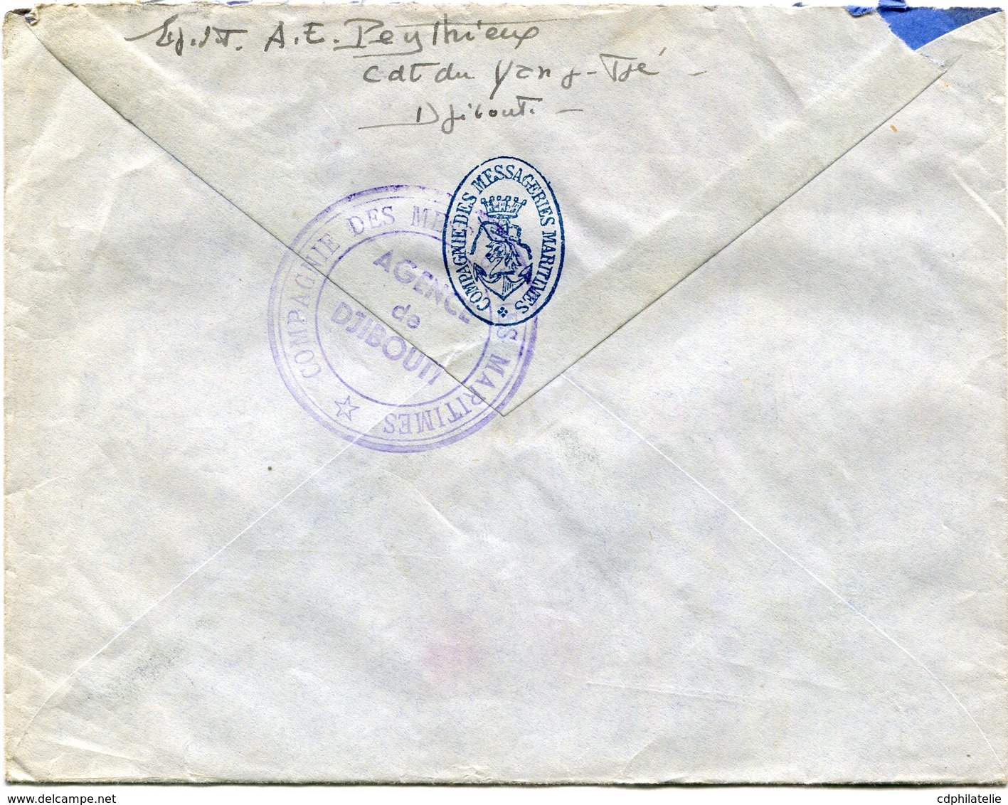 COTE FRANCAISE DES SOMALIS LETTRE PAR AVION DEPART DJIBOUTI - AVION 31-3-1953 POUR LA FRANCE - Lettres & Documents