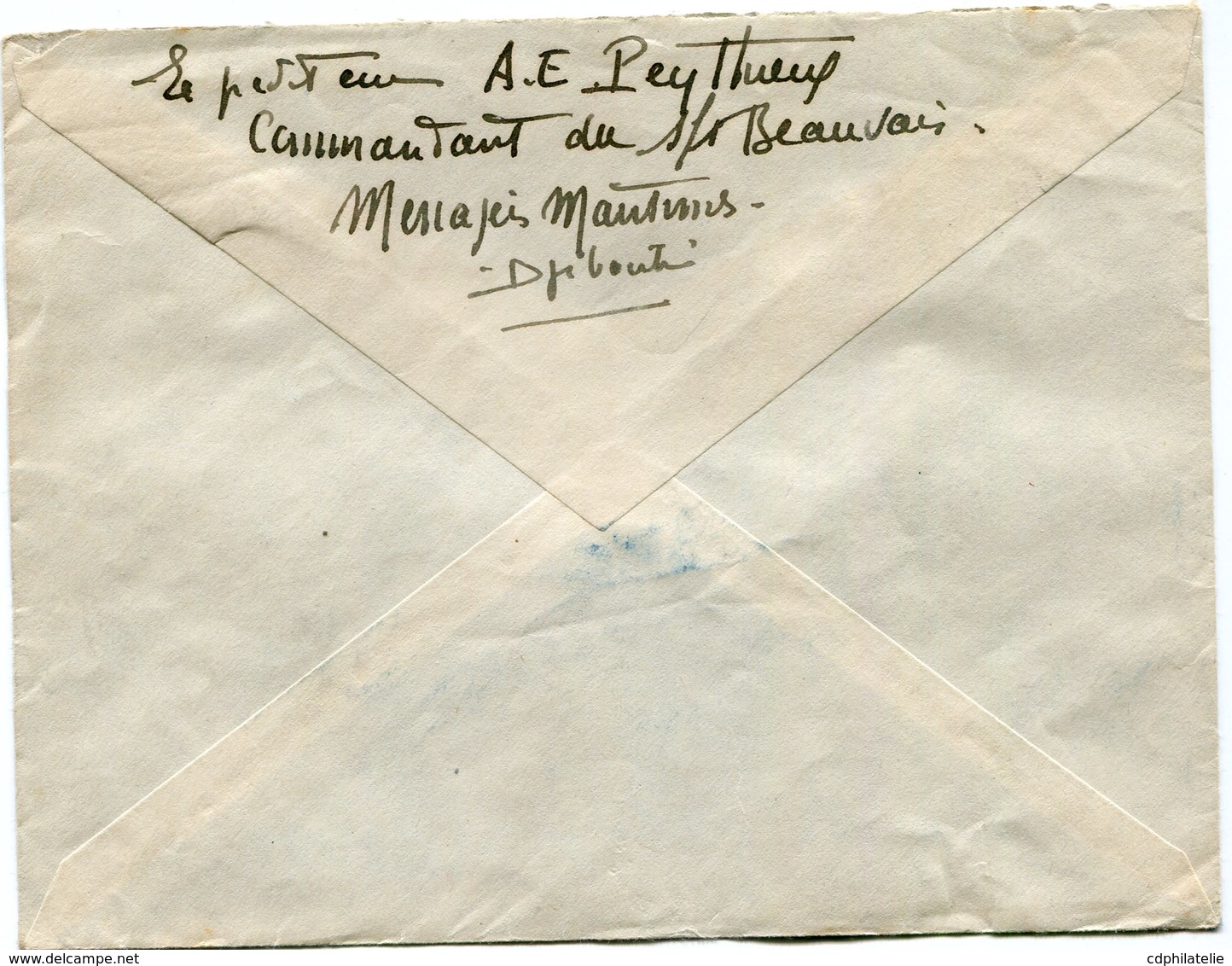 COTE FRANCAISE DES SOMALIS LETTRE PAR AVION DEPART DJIBOUTI 24-5-1950 POUR LA FRANCE - Lettres & Documents