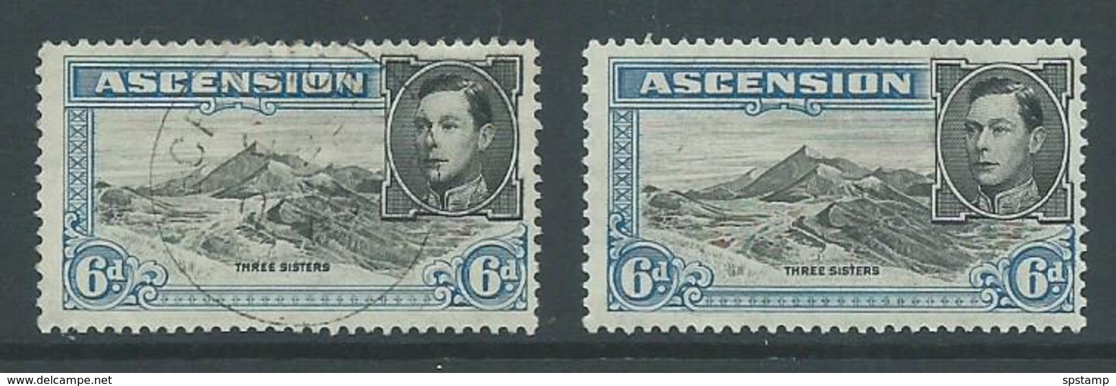 Ascension 1938 KGVI Definitives Perf. 13.5 6d Three Sisters Mountain FM & FU - Ascension