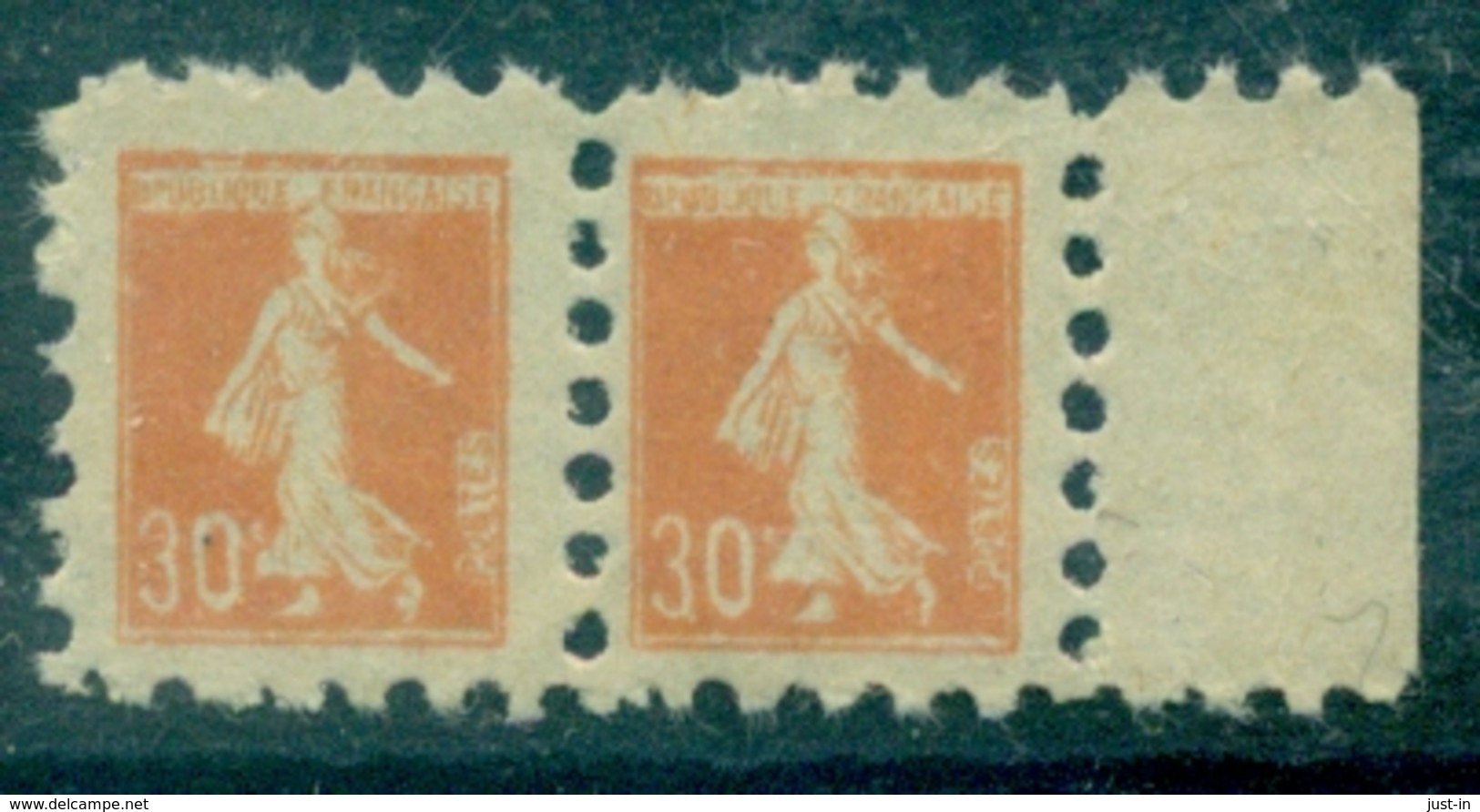 FRANCE Semeuse 30 C Orange N°141 En Paire Nxx POSTE ENFANTINE Rare TB. - Autres & Non Classés