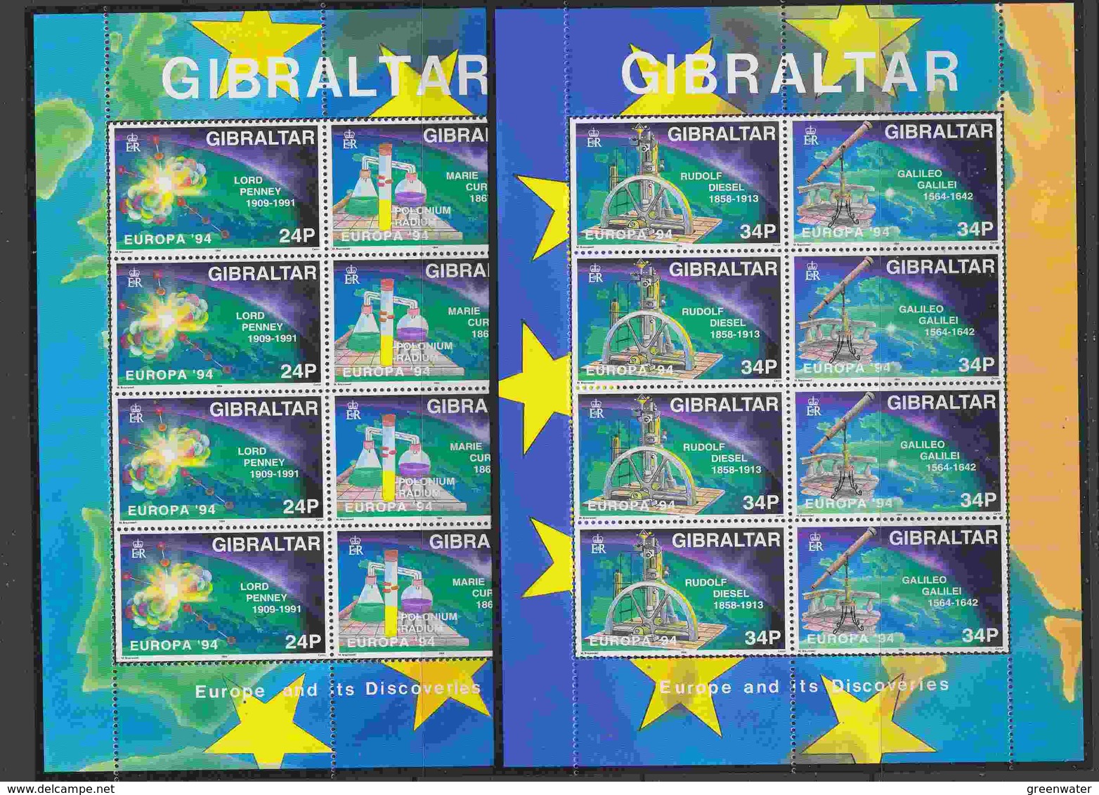 Europa Cept 1994 Gibraltar 4v In 2 Sheetlets ** Mnh (38996) ROCK BOTTOM - 1994