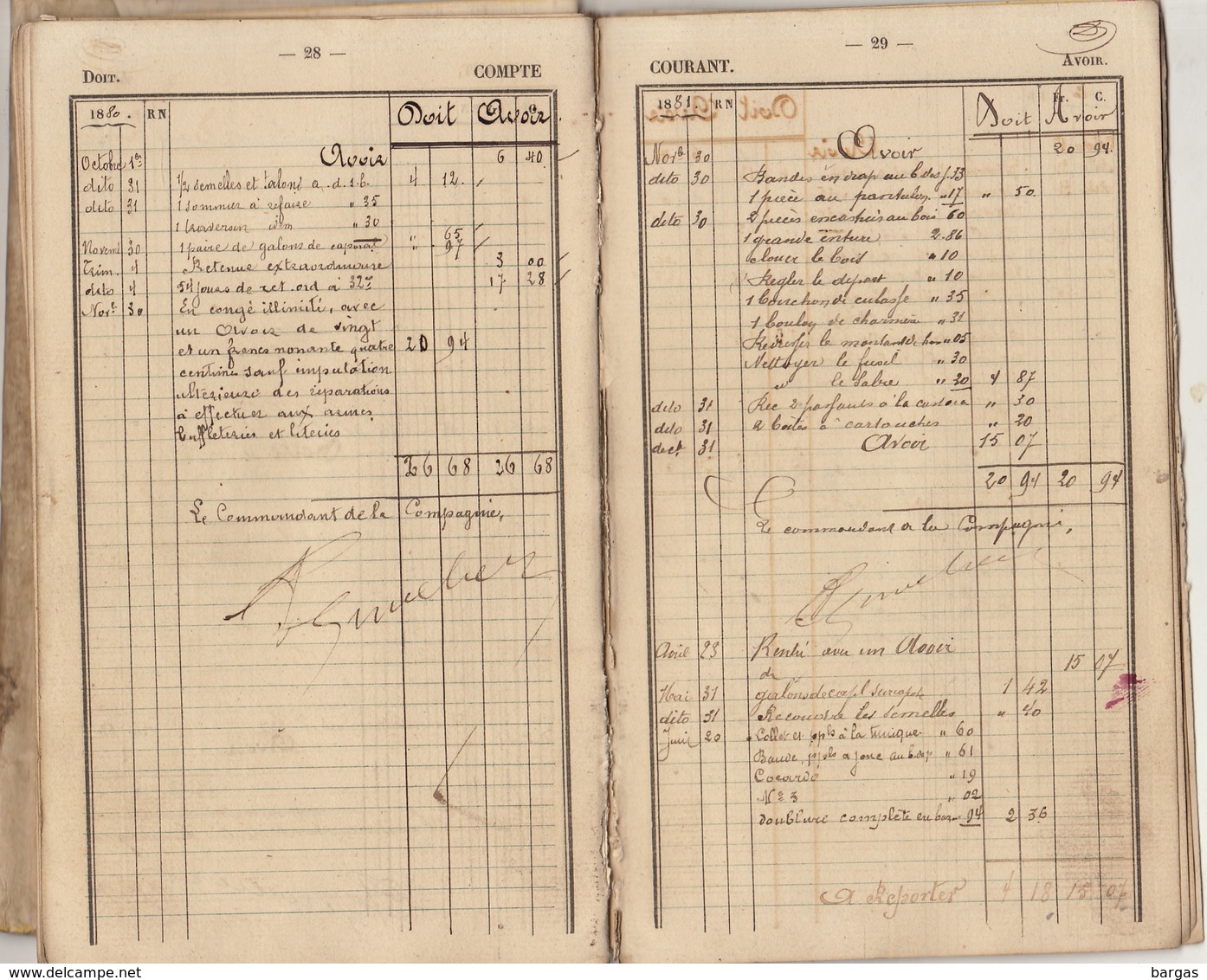 Livret Carnet Militaire D'infanterie De 1878 Baudoux De Roux De La Compagnie De Sart Ou Saint Bernard - Dokumente