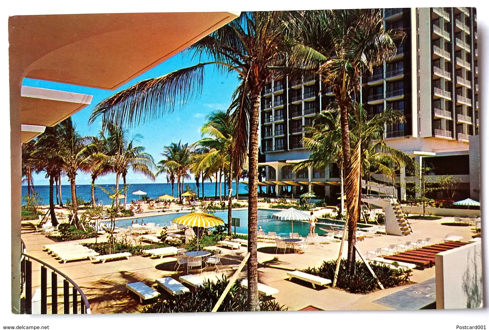 #305   View Of 'New Hotel' Swimming Pool, Sea - San Juan PUERTO RICO Caribbean Islands - US Postcard - Sonstige & Ohne Zuordnung