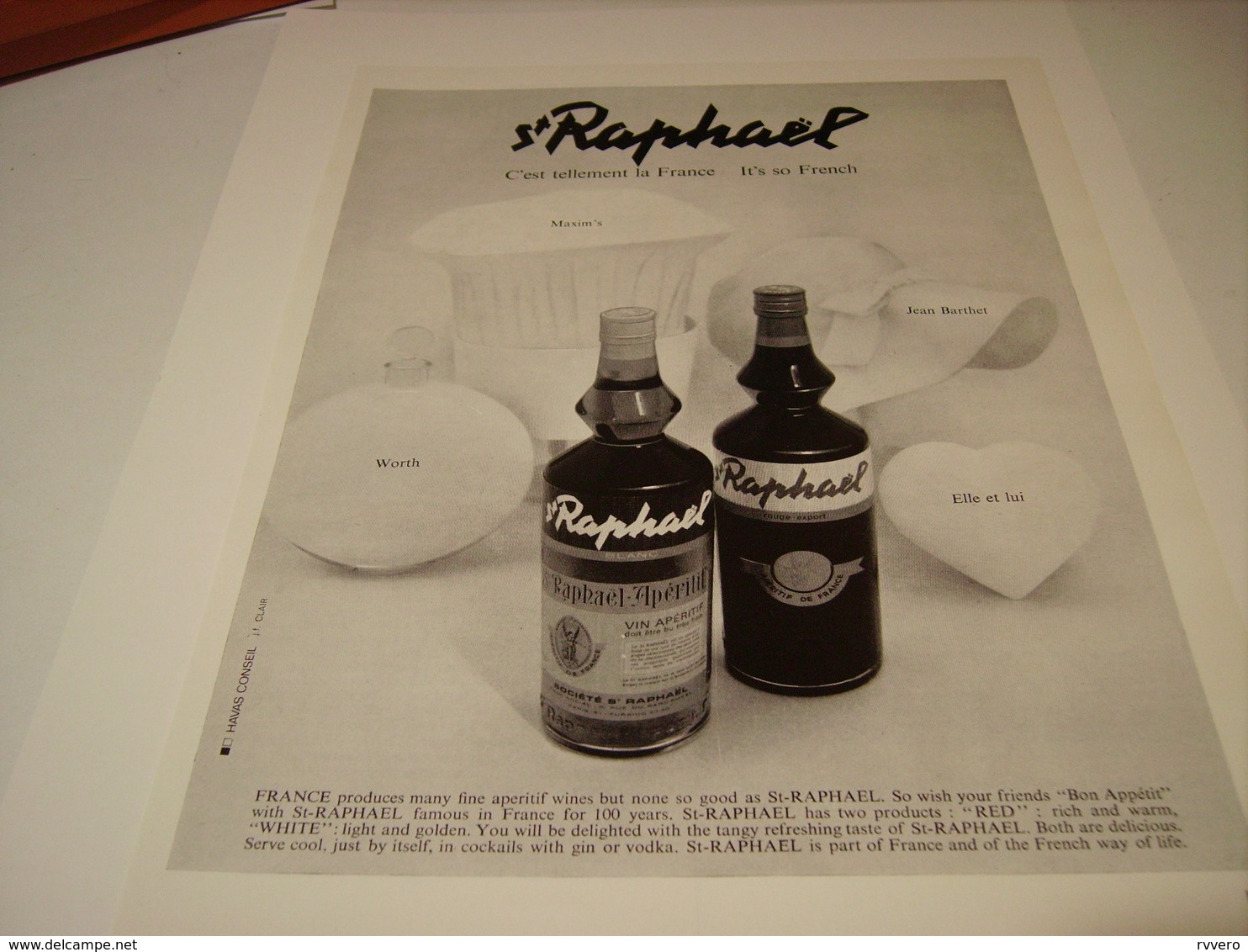 ANCIENNE PUBLICITE APERITIF ST RAPHAEL TELLEMENT FRANCE 1966 - Alcohols