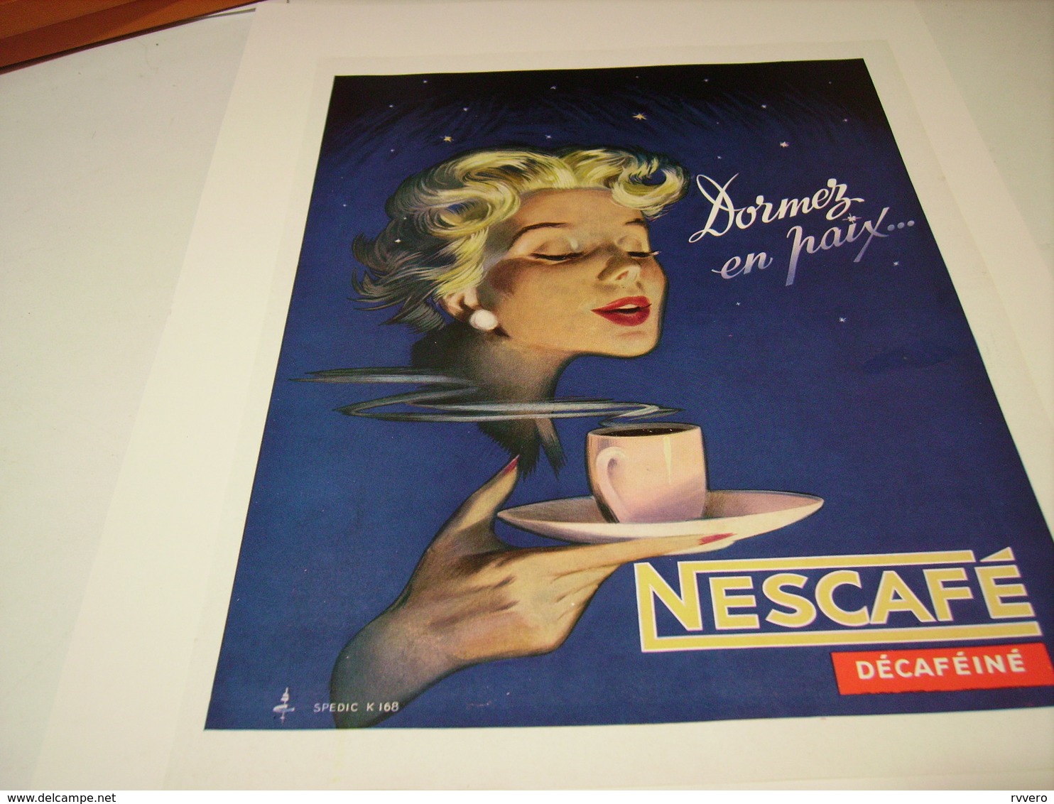 ANCIENNE PUBLICITE CAFE NESCAFE DECAFEINE 1957 - Affiches