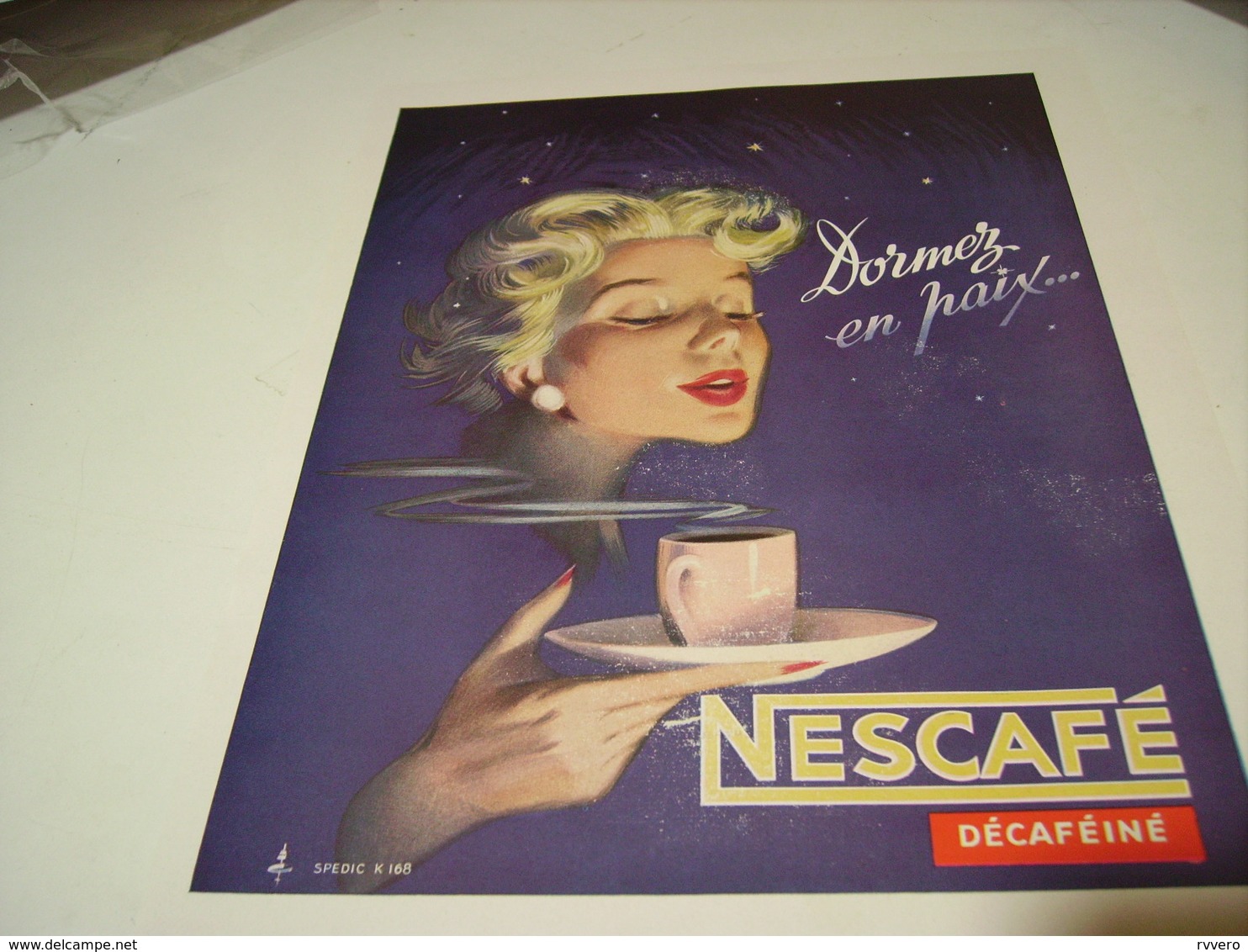 ANCIENNE PUBLICITE CAFE NESCAFE DECAFEINE 1957 - Affiches